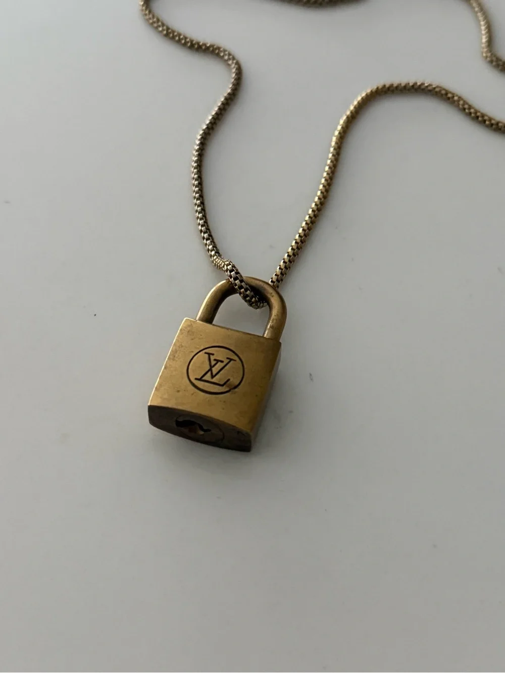 Louis Vuitton Gold Padlock Pendant Necklace - Gold